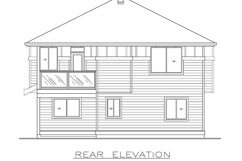 House Design - Exterior - Rear Elevation for Modern House Plan #1100-16 - 3 bed, 2 bath