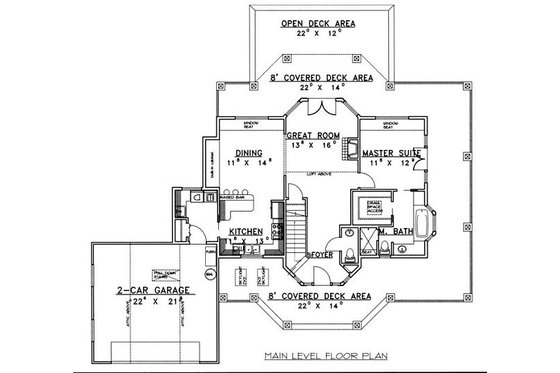 Floor Plan - Main Floor for Bungalow House Plan #117-539 - 3 bed, 2.5 bath