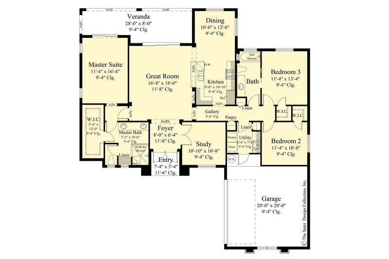 Architectural House Design - Floor Plan - Main Floor for Contemporary House Plan #930-451 - 3 bed, 2 bath