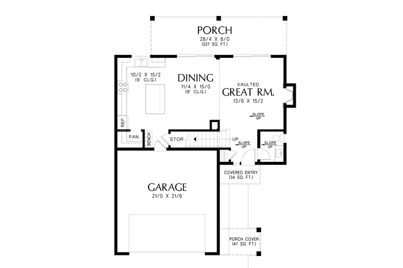 House Blueprint - Floor Plan - Main Floor for Contemporary House Plan #48-1075 - 3 bed, 2.5 bath