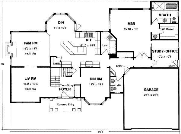 Country Floor Plan - Main Floor Plan #316-103