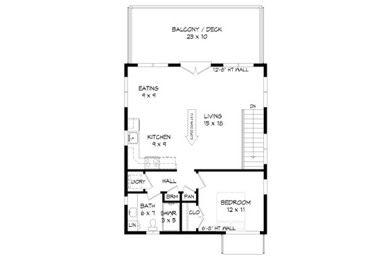 Floor Plan - Upper Floor for Contemporary House Plan #932-41 - 1 bed, 1 bath