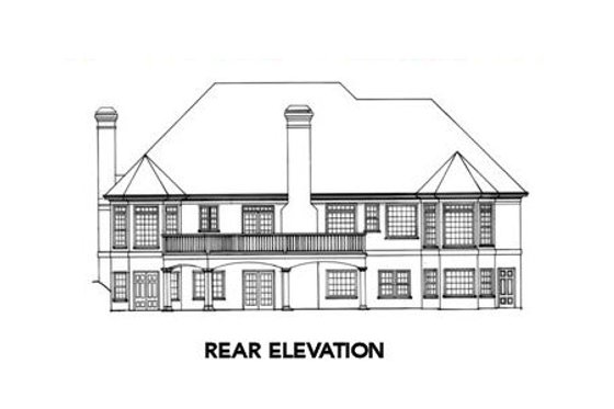 Exterior - Rear Elevation for European House Plan #429-18 - 3 bed, 2.5 bath