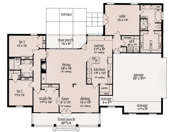 Dream House Plan - European Floor Plan - Main Floor Plan #36-483