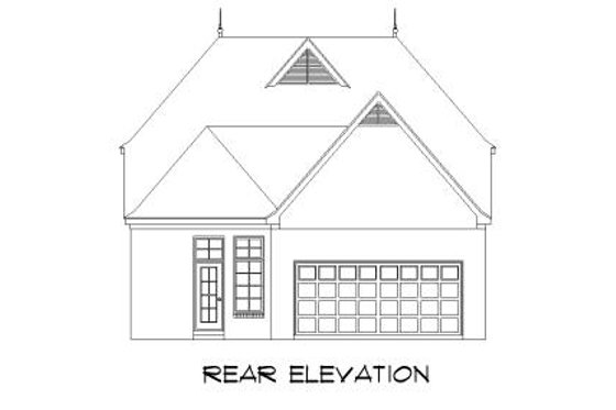 Exterior - Rear Elevation for European House Plan #424-155 - 3 bed, 3 bath