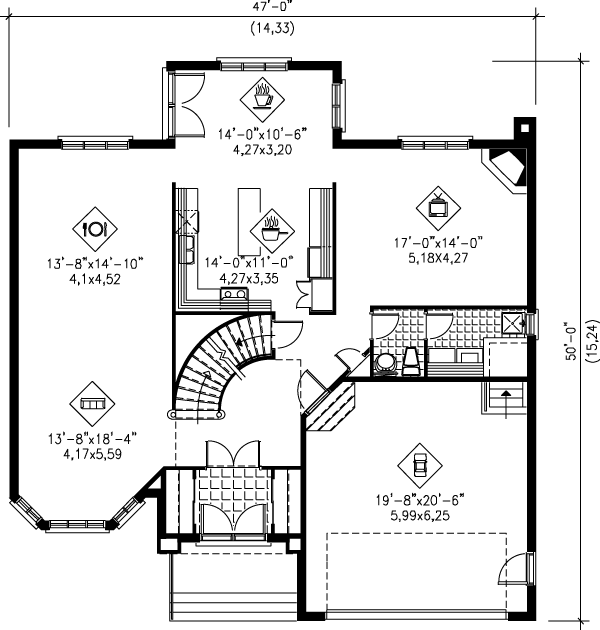 European Floor Plan - Main Floor Plan #25-257