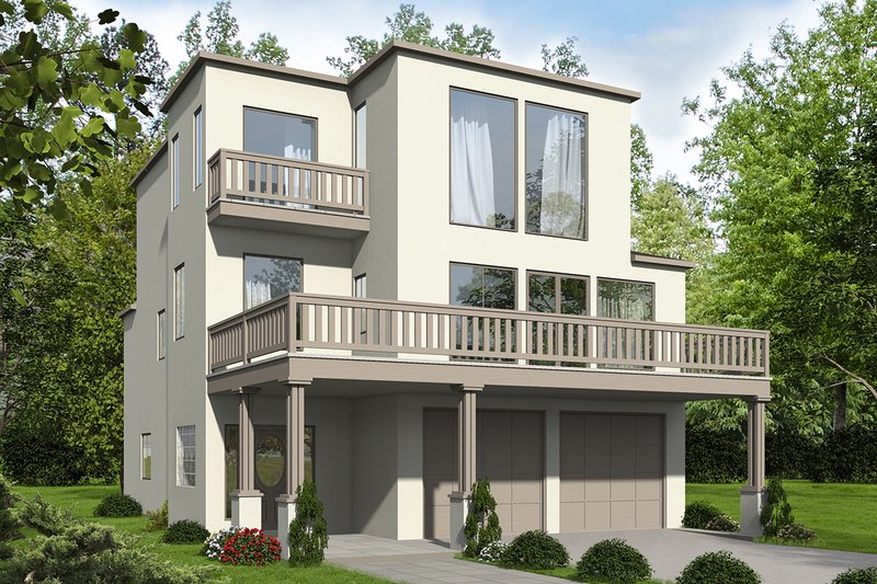 Dream House Plan - Mediterranean Exterior - Front Elevation Plan #117-884