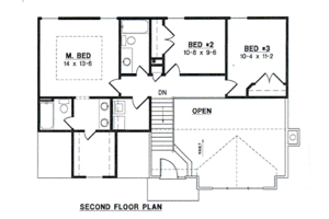 Floor Plan - Upper Floor for Traditional House Plan #67-467 - 3 bed, 2.5 bath