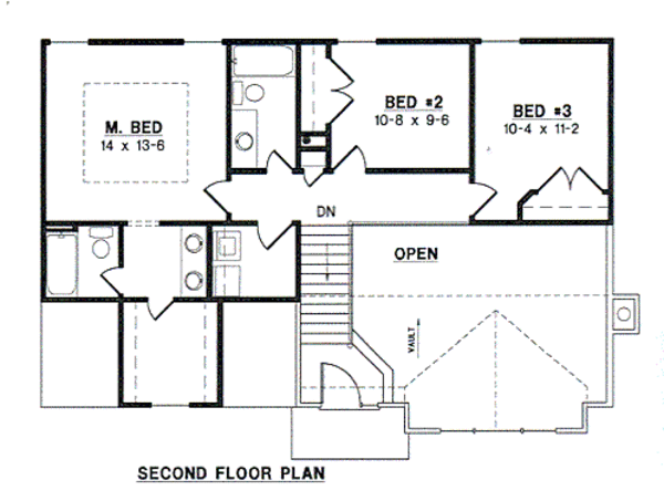 Traditional Floor Plan - Upper Floor Plan #67-467