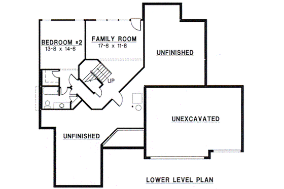 Floor Plan - Lower Floor for European House Plan #67-250 - 3 bed, 3 bath