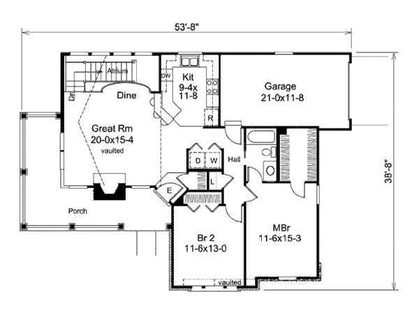 Country Floor Plan - Main Floor Plan #57-374