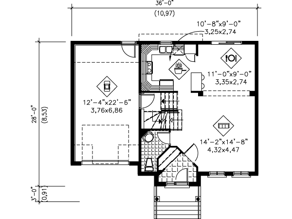 European Floor Plan - Main Floor Plan #25-4148
