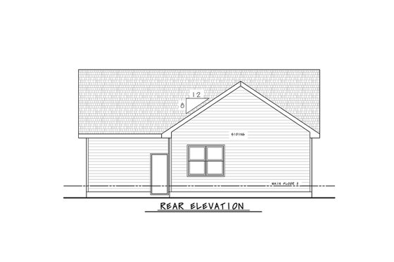 Exterior - Rear Elevation for Cottage House Plan #20-2636 - 3 bed, 2 bath