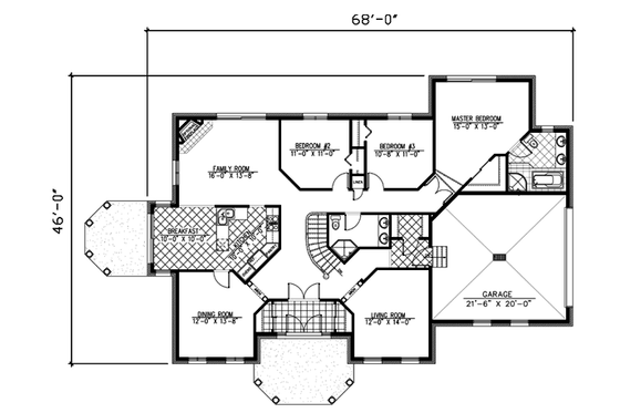 Floor Plan - Main Floor for Traditional House Plan #138-187 - 3 bed, 2 bath