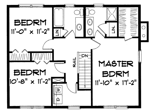 Colonial Floor Plan - Upper Floor Plan #75-101