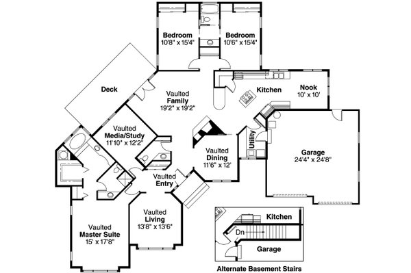 Architectural House Design - Mediterranean Floor Plan - Main Floor Plan #124-401