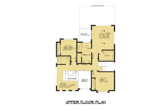 Floor Plan - Upper Floor for Modern House Plan #1066-67 - 4 bed, 3.5 bath