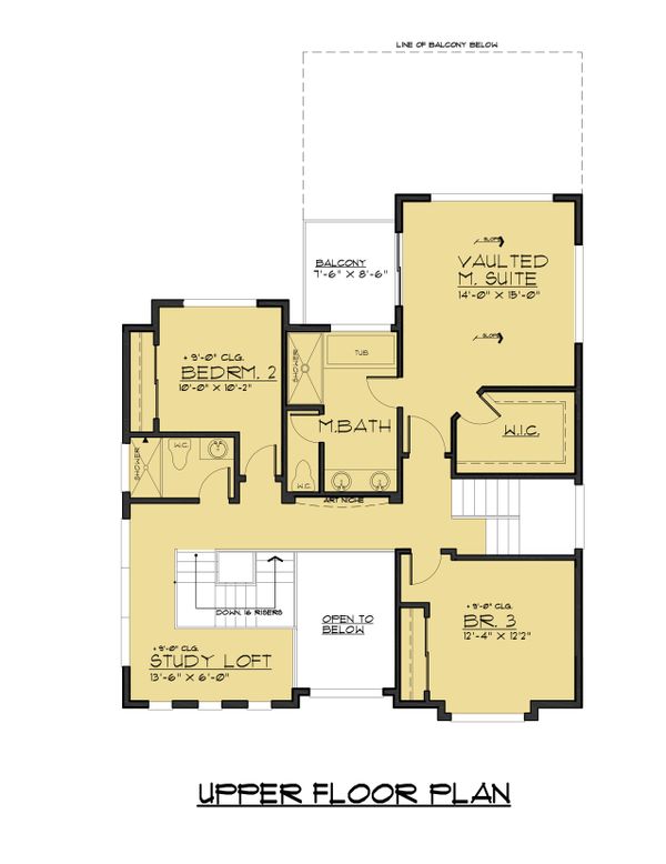 Modern Floor Plan - Upper Floor Plan #1066-67