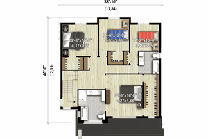 Floor Plan - Upper Floor for Contemporary House Plan #25-4914 - 4 bed, 2.5 bath