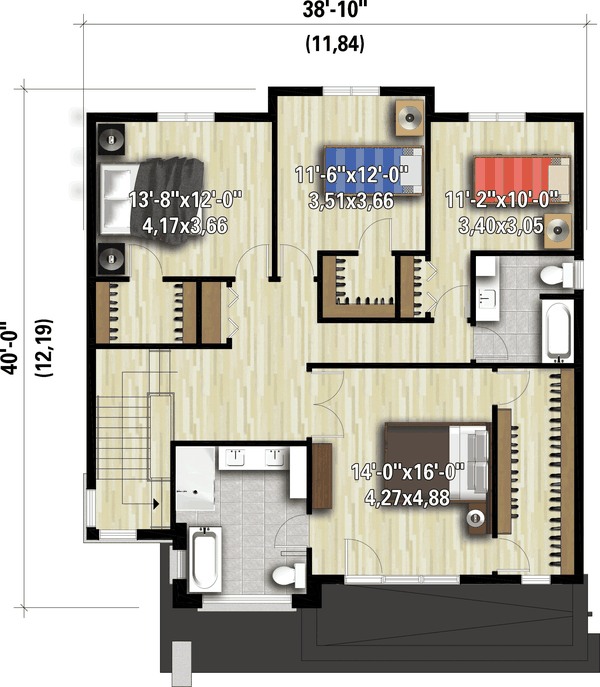 Contemporary Floor Plan - Upper Floor Plan #25-4914
