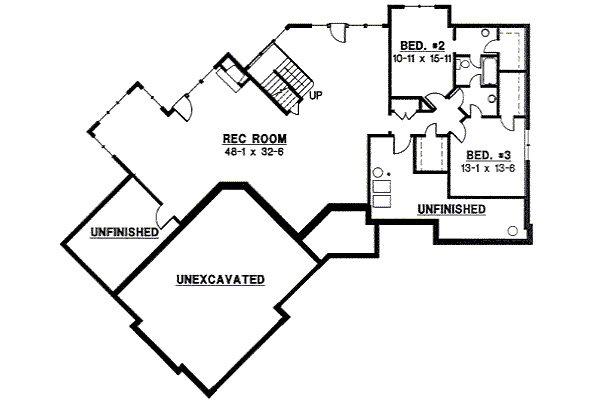 Ranch Floor Plan - Lower Floor Plan #67-849