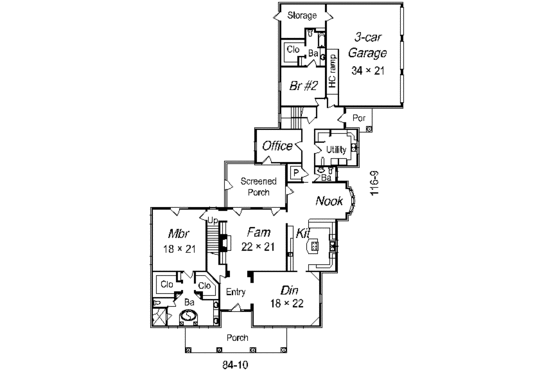 Floor Plan - Main Floor for Traditional House Plan #329-327 - 6 bed, 5.5 bath