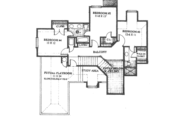 House Plan Design - European Floor Plan - Upper Floor Plan #310-543