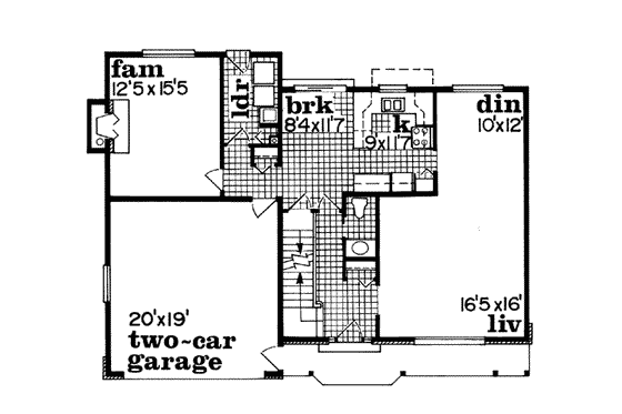 Floor Plan - Main Floor for Traditional House Plan #47-455 - 4 bed, 2.5 bath