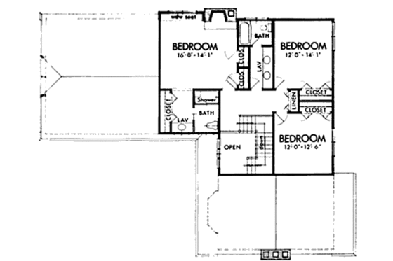 Floor Plan - Upper Floor 1 for European House Plan #320-144 - 3 bed, 2 bath