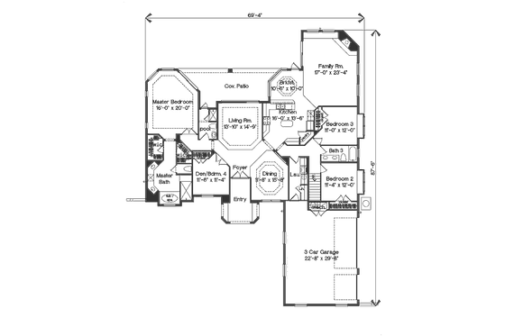 Floor Plan - Main Floor for European House Plan #135-154 - 4 bed, 4 bath
