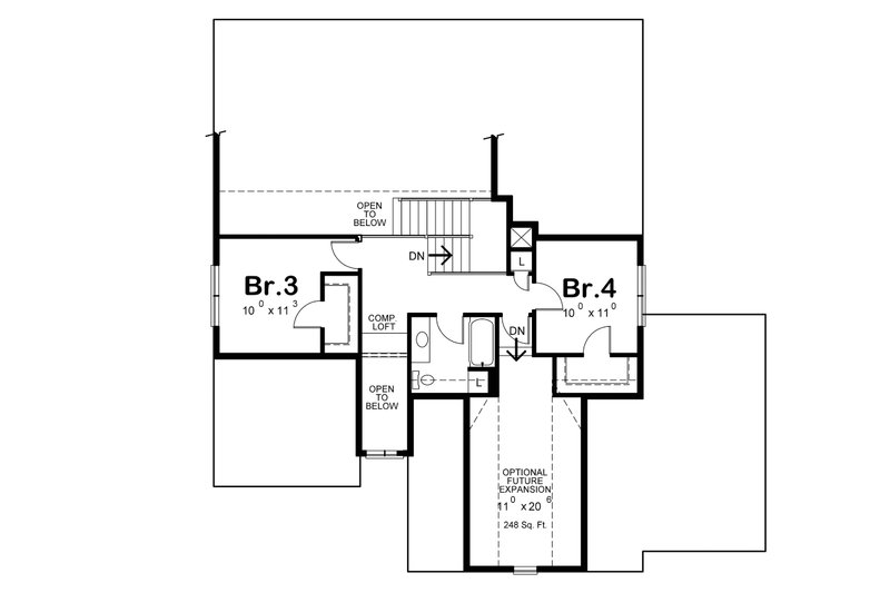 Home Plan - Floor Plan - Upper Floor for Craftsman House Plan #20-2317 - 4 bed, 3.5 bath