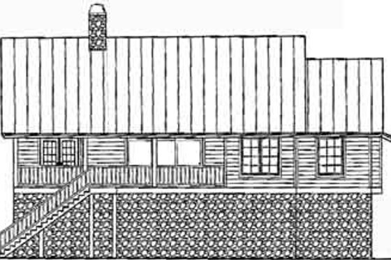 Exterior - Rear Elevation for Log House Plan #115-153 - 3 bed, 2 bath
