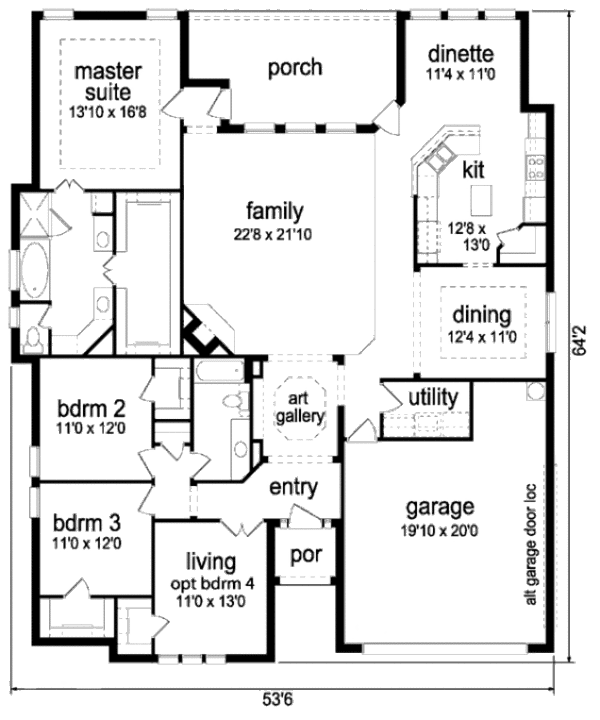 House Plan Design - European Floor Plan - Main Floor Plan #84-371