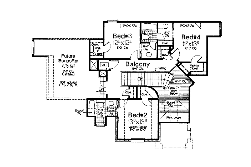 Home Plan - Floor Plan - Upper Floor for European House Plan #310-556 - 4 bed, 3.5 bath