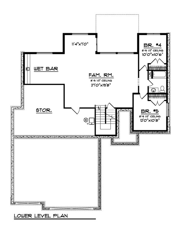 House Blueprint - Farmhouse Floor Plan - Lower Floor Plan #70-1551