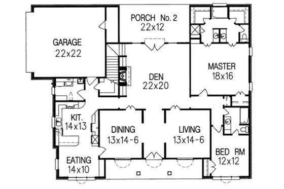 Floor Plan - Main Floor for Colonial House Plan #15-221 - 5 bed, 4 bath