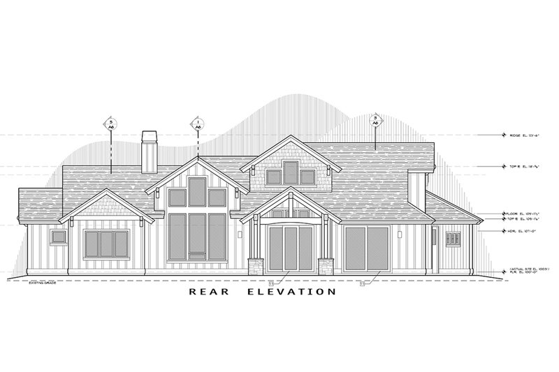 Dream House Plan - Exterior - Rear Elevation 4 for Craftsman House Plan #892-29 - 3 bed, 3.5 bath