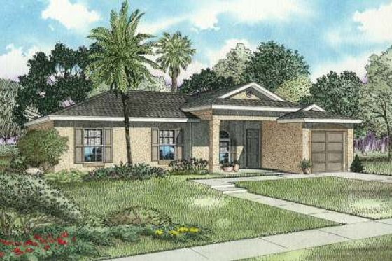 Exterior - Front Elevation for Mediterranean House Plan #420-106 - 3 bed, 2 bath