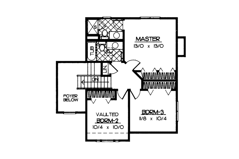 House Blueprint - Floor Plan - Upper Floor for European House Plan #89-403 - 4 bed, 3 bath