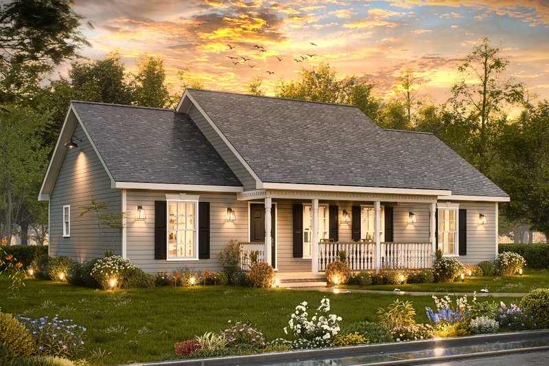 House Blueprint - Exterior - Front Elevation 3 for Traditional House Plan #54-618 - 3 bed, 2 bath