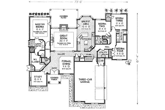 Floor Plan - Main Floor for European House Plan #310-547 - 4 bed, 3.5 bath