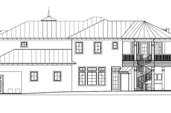 Exterior - Rear Elevation for Mediterranean House Plan #27-385 - 4 bed, 5 bath