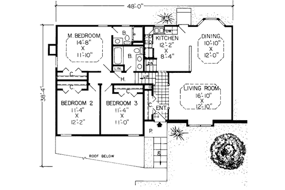 Floor Plan - Main Floor for Tudor House Plan #312-218 - 3 bed, 2 bath