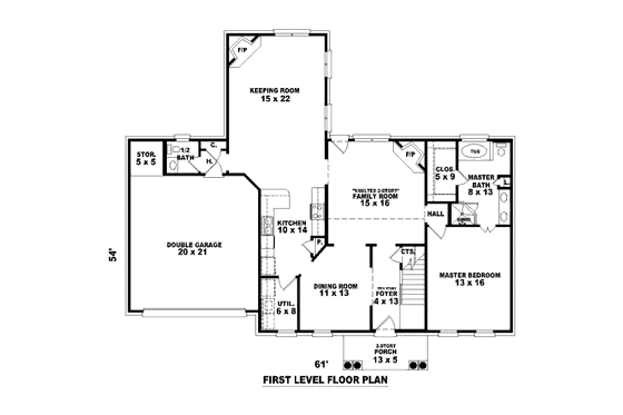 Floor Plan - Main Floor for Classical House Plan #81-13697 - 4 bed, 3.5 bath