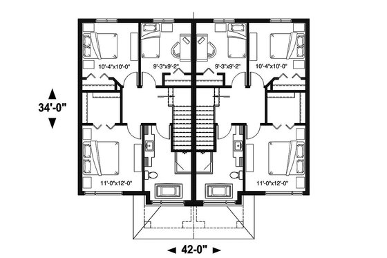 Floor Plan - Upper Floor for Modern House Plan #23-2639 - 6 bed, 2 bath