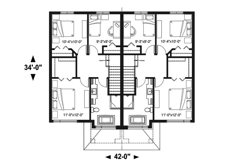 Architectural House Design - Floor Plan - Upper Floor for Modern House Plan #23-2639 - 6 bed, 2 bath