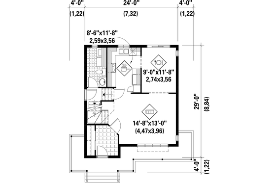 Floor Plan - Main Floor for Country House Plan #25-4475 - 3 bed, 1 bath