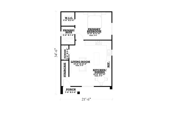 Floor Plan - Main Floor for Modern House Plan #1112-5 - 3 bed, 2.5 bath