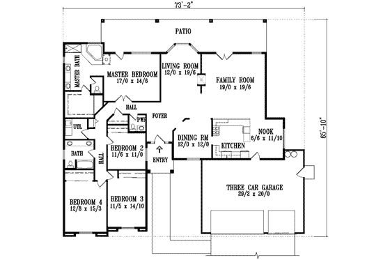 Floor Plan - Main Floor House Plan #1-1185 - 4 bed, 2.5 bath