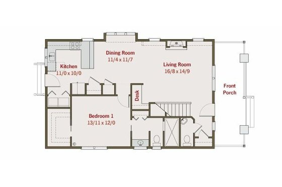 Floor Plan - Main Floor for Craftsman House Plan #461-24 - 3 bed, 2.5 bath
